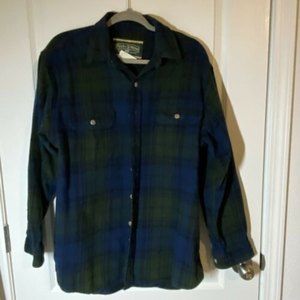 Field & Stream Blue Green Plaid Button Down Flannel Shirt Mens Sz L Pockets